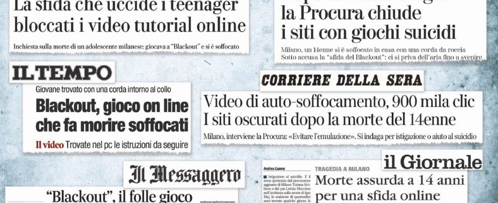 Molti titoli e pochi dubbi - Il racconto della morte di Igor, 14 anni - Ansa Suicidio web, il blackout pericoloso del buon senso