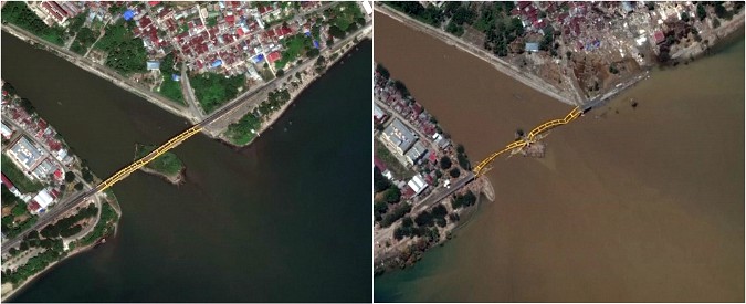 Copertina di Terremoto in Indonesia, l’isola di Sulawesi prima e dopo lo tsunami vista dal satellite