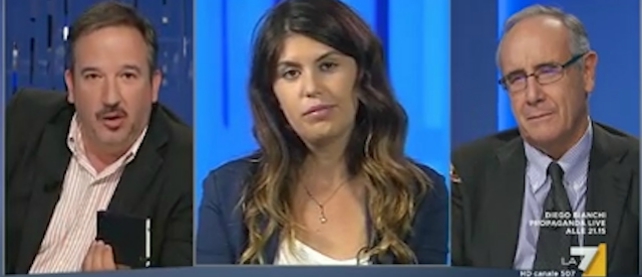 Copertina di Serafini (Linkiesta) vs Telese: “Governo si ispira a dittature e fascismo”. “Dovevate protestare per gli 80 euro di Renzi”