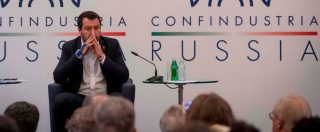 Copertina di Salvini ospite di Confindustria Russia: “Le sanzioni sono follia. Qua mi sento a casa”