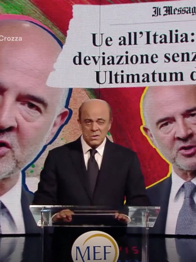 Copertina di Crozza-Moscovici: “Manovra? Tria mi ha dato suo cv per lavorare in Francia. Comincia lunedì in una pasticceria di Avignone”