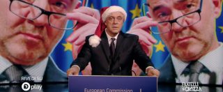 Copertina di Crozza-Moscovici: “Io Babbo Natale? Allora Di Maio è l’asinello e Salvini il bue, con le corna fatte dalla Isoardi”