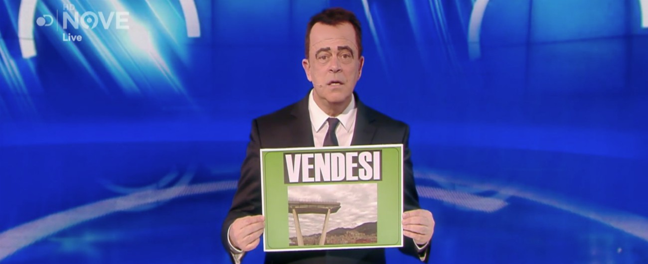 Copertina di Crozza-Di Maio: “Risanare il debito? Occasionissima: vendiamo il ponte di Genova completo di zona bimbi”