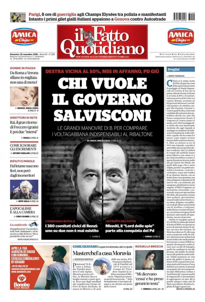 Copertina di domenica 25 novembre 2018