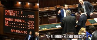 Copertina di Dl Sicurezza, passa la fiducia. E Salvini fa le prove di esultanza: “Sobrietà ragazzi… o saliamo sul balcone?”