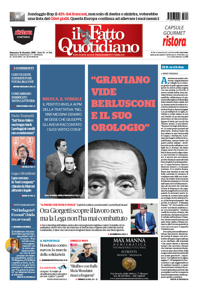 “Graviano vide Berlusconi e il suo orologio”