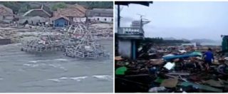 Copertina di Tsunami in Indonesia, le immagini della devastazione sulla costa dopo il passaggio dell’onda anomala
