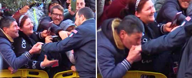 Copertina di Afragola, baciamano a Salvini nella città delle 8 bombe in 22 giorni. Dalla folla: “Non farci pagare più la scorta a Saviano”