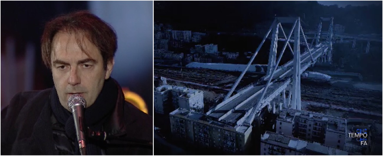 Copertina di A Che tempo che fa il commovente omaggio di Neri Marcoré dalla zona rossa di Genova canta “La canzone di Marinella”