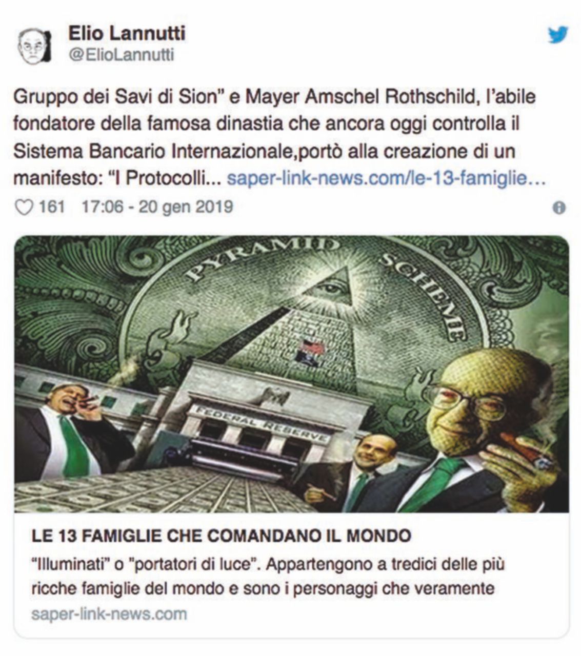 Copertina di “Di Maio cacci il senatore che cita i protocolli di Sion”