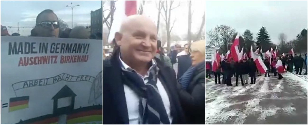 Copertina di Auschwitz, corteo di nazionalisti polacchi al campo di sterminio nazista. Schermaglie con antifascisti