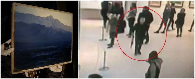 Copertina di Mosca, il ladro più disinvolto di sempre? Eccolo mentre ruba un quadro sotto gli occhi di decine di persone