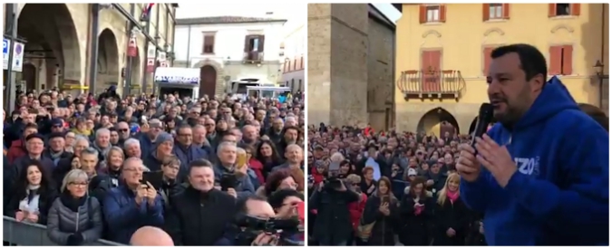 Copertina di Teramo, al comizio di Salvini la richiesta dal pubblico: “Togli la scorta a Saviano”. E lui: “Ma chi è Saviano?”. E la folla ride