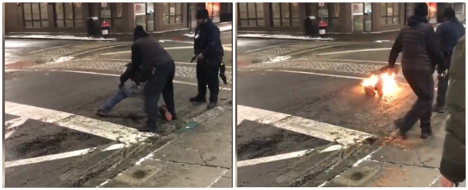 Copertina di Si rifiuta di uscire dal ristorante, le guardie lo immobilizzano col taser ma qualcosa va storto e viene avvolto dalle fiamme