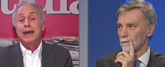 Copertina di Tav, Travaglio replica a Delrio: “Non dobbiamo restituire nulla all’Ue, perché non ci finanzia prima della fine dei lavori”
