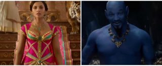 Copertina di Aladdin, in uscita il film con Will Smith nei panni del genio della lampada: stupore per l’attore erculeo e tutto blu