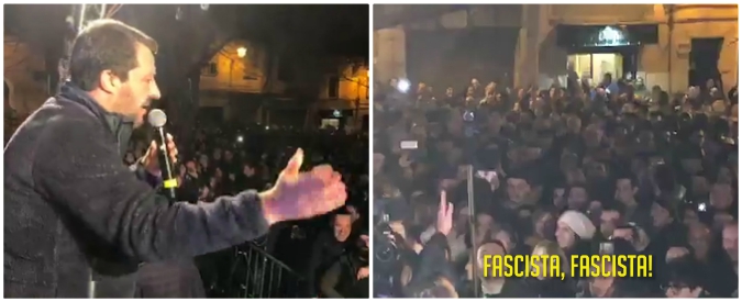 Sassari, contestatori interrompono Salvini: “Fascista, fascista”. Il leader della Lega: “Figli di papà, sfigati”