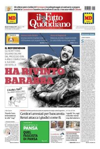 Copertina Il Fatto Quotidiano - 