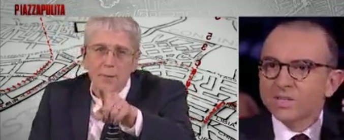 Copertina di Piazzapulita, scontro De Angelis-Giordano: ‘Sei sensibile al clima di intolleranza’, ‘Io xenofobo?’. E l’ex direttore se ne va