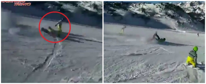 Copertina di Trento, snowboarder travolge una donna in pista e scappa: la telecamera del marito registra la scena e lo incastra