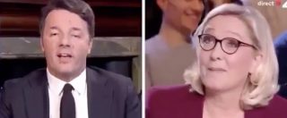 Copertina di Renzi furioso con Marine Le Pen, la lite (in francese) in tv: “Io ho perso una volta, lei sempre. Studi prima di parlare”