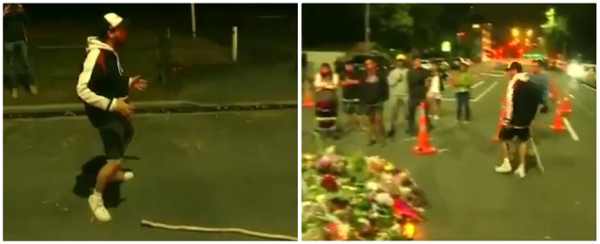 Copertina di Strage in Nuova Zelanda, l’emozionante haka di un cittadino fuori dalla moschea: il suo omaggio per le vittime