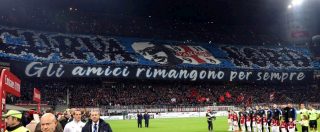 Copertina di Milan-Inter, la coreografia nerazzurra ha il logo degli ultrà di estrema destra. Con l’ok di  Salvini, dopo il “no” della polizia