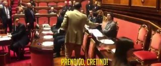 Copertina di Marcucci (Pd) consegna lista delle opere incompiute a Toninelli e i senatori dem lo insultano: “Prendili, cretino”