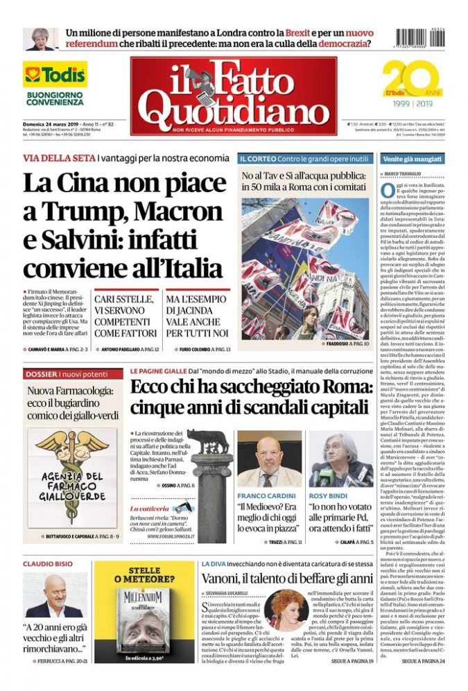 Copertina di domenica 24 marzo 2019