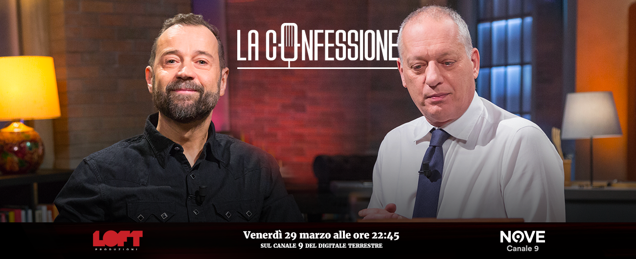 Copertina di La Confessione (Nove), Gomez a Fabio Volo: “Linus critica i suoi libri?”. “Non credo legga molto. È un po’ stronzo, ma gli voglio bene”
