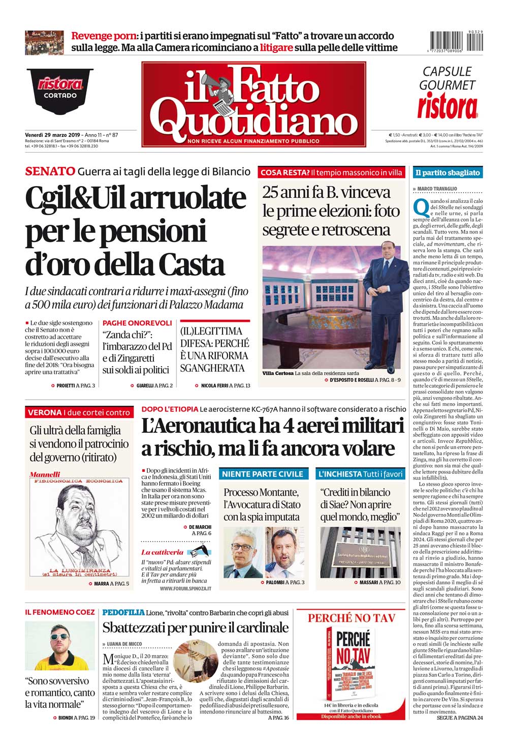 Cgil&Uil arruolate per le pensioni d’oro della Casta