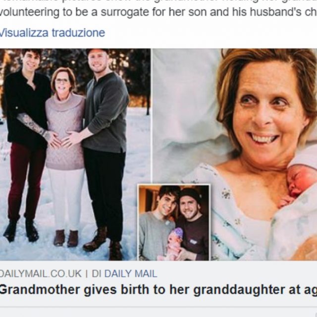 Nonna dà alla luce la sua nipotina come madre surrogata: “Volevo vedere mio figlio e il suo compagno con in braccio la loro bambina”