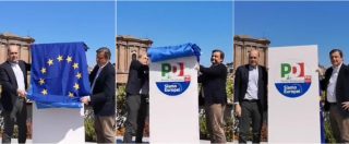 Copertina di Pd, Zingaretti e Calenda scoprono il simbolo per le europee: “Un esperimento, una sfida unitaria dedicata ai giovani”