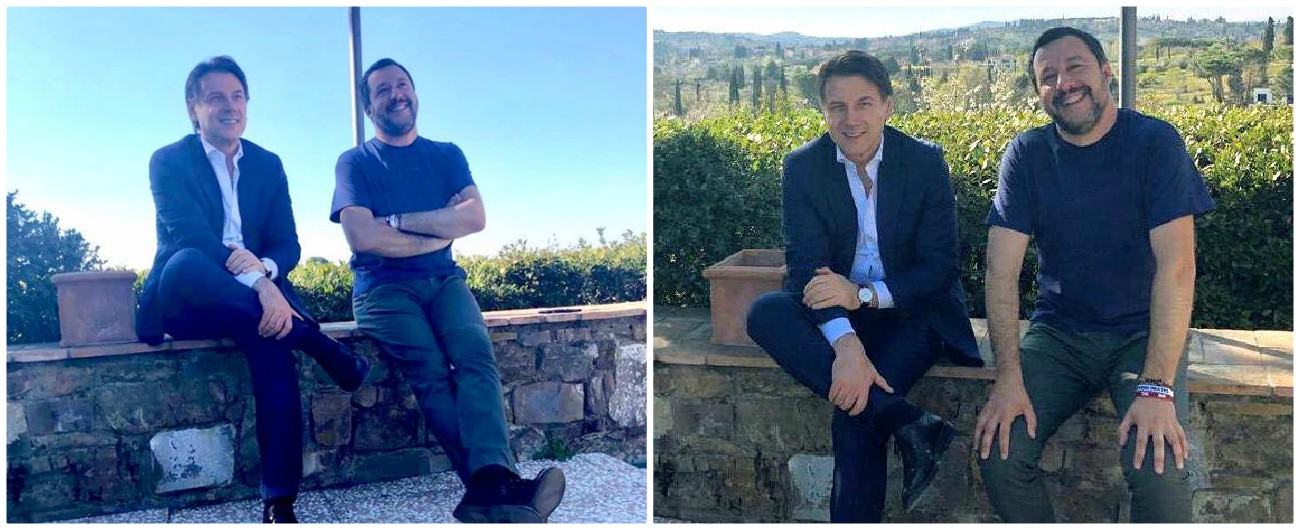 M5s-Lega, il governo ostenta serenità Salvini e Conte su Fb sorridenti in Toscana