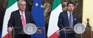 Copertina di Juncker a Conte: “Preoccupato per regresso economia italiana”. Il premier: “Def? Impalcatura fiscale non cambia”