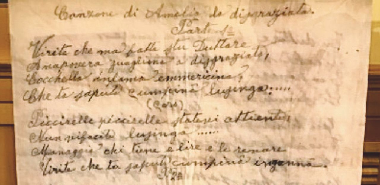 Copertina di La canzone di Amelia “la disgraziata” Il primo pizzino fu scritto nel 1901