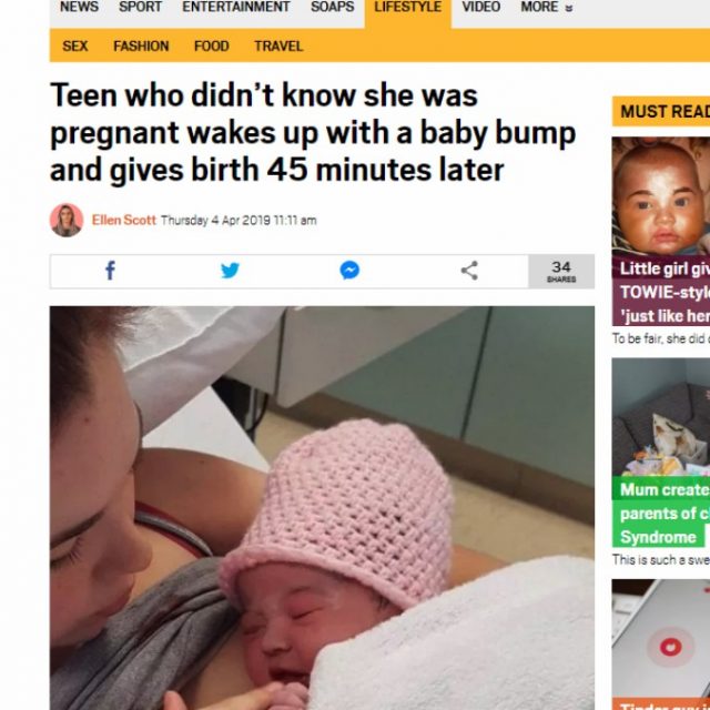 “Non sapevo di essere incinta”: ragazza di 19anni partorisce improvvisamente senza sapere della gravidanza