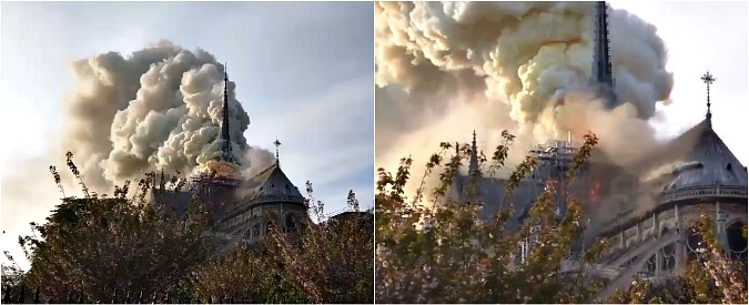 Copertina di Parigi, incendio a Notre-Dame: le fiamme divorano i tetto e la guglia della cattedrale