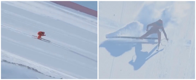 Copertina di Chilometro lanciato, il “re della velocità” spigola e cade a 170 km/h. Le immagini dell’incidente in diretta tv