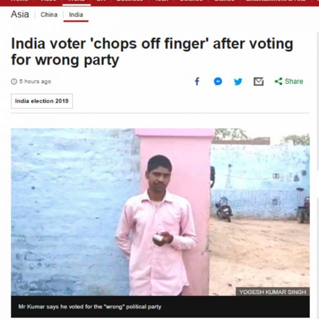 Sbaglia a votare e preso da un attacco d’ira si amputa un dito