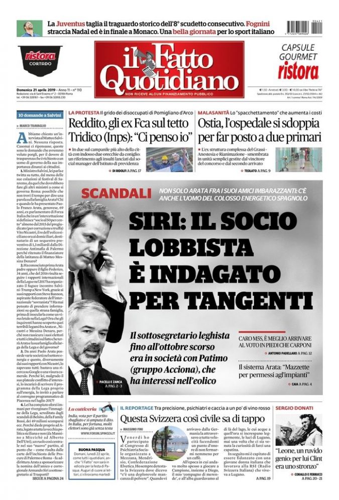 Copertina di domenica 21 aprile 2019