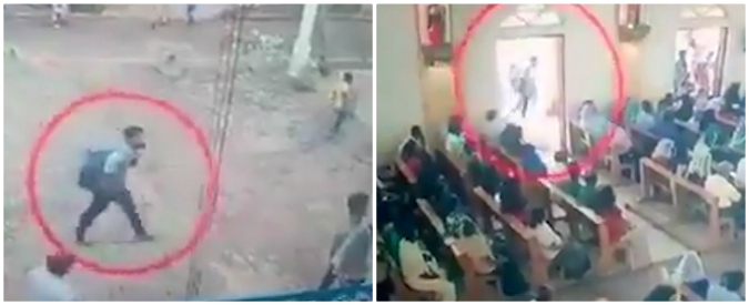 Sri Lanka, il momento in cui il presunto attentatore entra in chiesa con uno zaino sulle spalle: le immagini