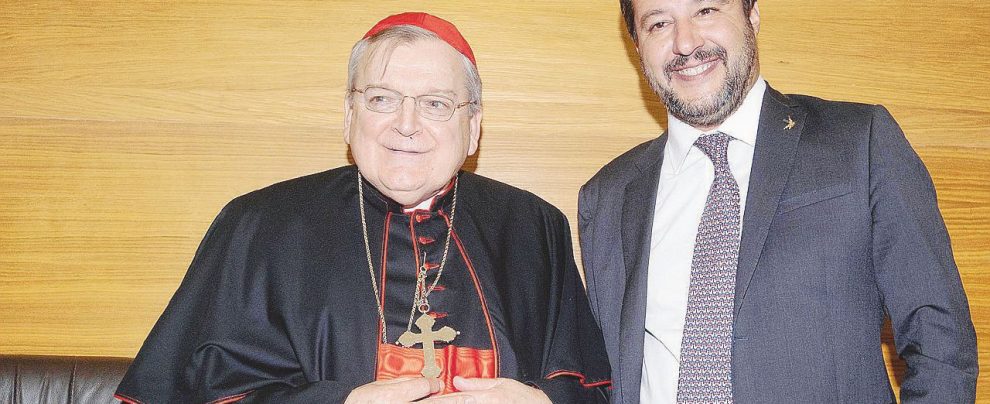Fronti opposti - il cardinale Burke col ministro Matteo Salvini Arata, Salvini e la passione comune per il cardinal Burke