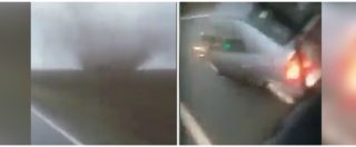 Copertina di Il tornado si avvicina alla strada, il bus resta bloccato e viene colpito: le immagini impressionanti dall’interno del pullman