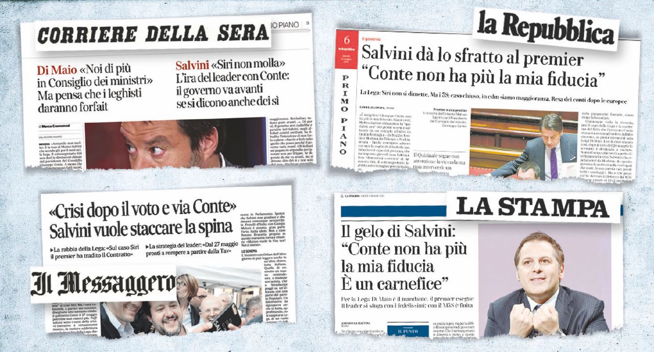 Copertina di La guerra di carta di Salvini al premier: la finta crisi nei retroscena sui giornaloni