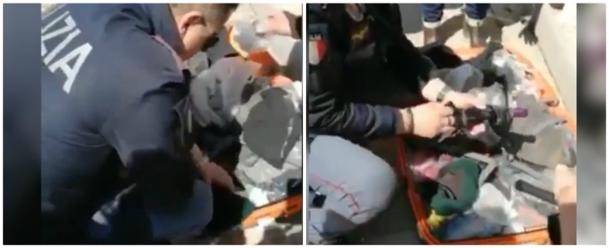 Copertina di C’è un “pacco bomba” al controllo bagagli, il poliziotto ispeziona la valigia che vibra. La scoperta è imbarazzante