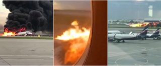 Copertina di Mosca, aereo va a fuoco durante un atterraggio d’emergenza: le terribili immagini dall’interno