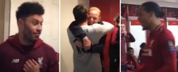 Copertina di Liverpool-Barcellona 4-0, urla e facce incredule: la festa dei giocatori negli spogliatoi dopo la rimonta in semifinale