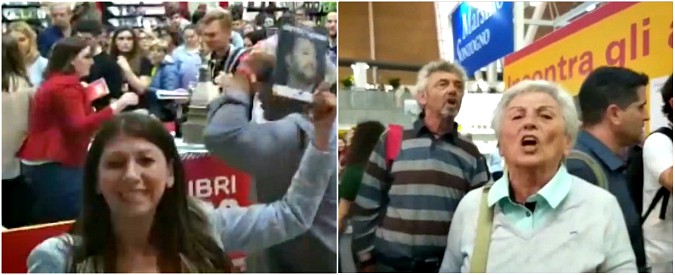Copertina di Salone del libro, l’autrice dell’intervista a Salvini va allo stand Feltrinelli per protesta: visitatori cantano “Bella ciao”