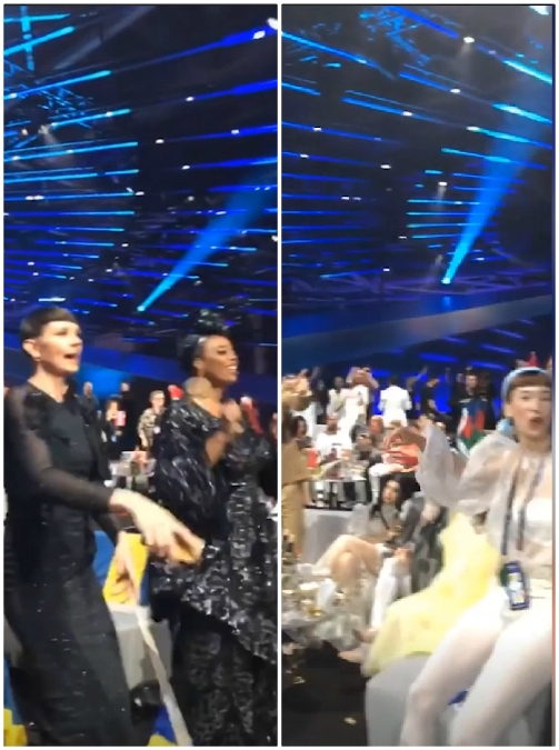 Copertina di Eurovision, Mahmood canta sul palco e nel dietro le quinte gli altri cantanti si scatenano sul ritornello: “Soldi, soldi”